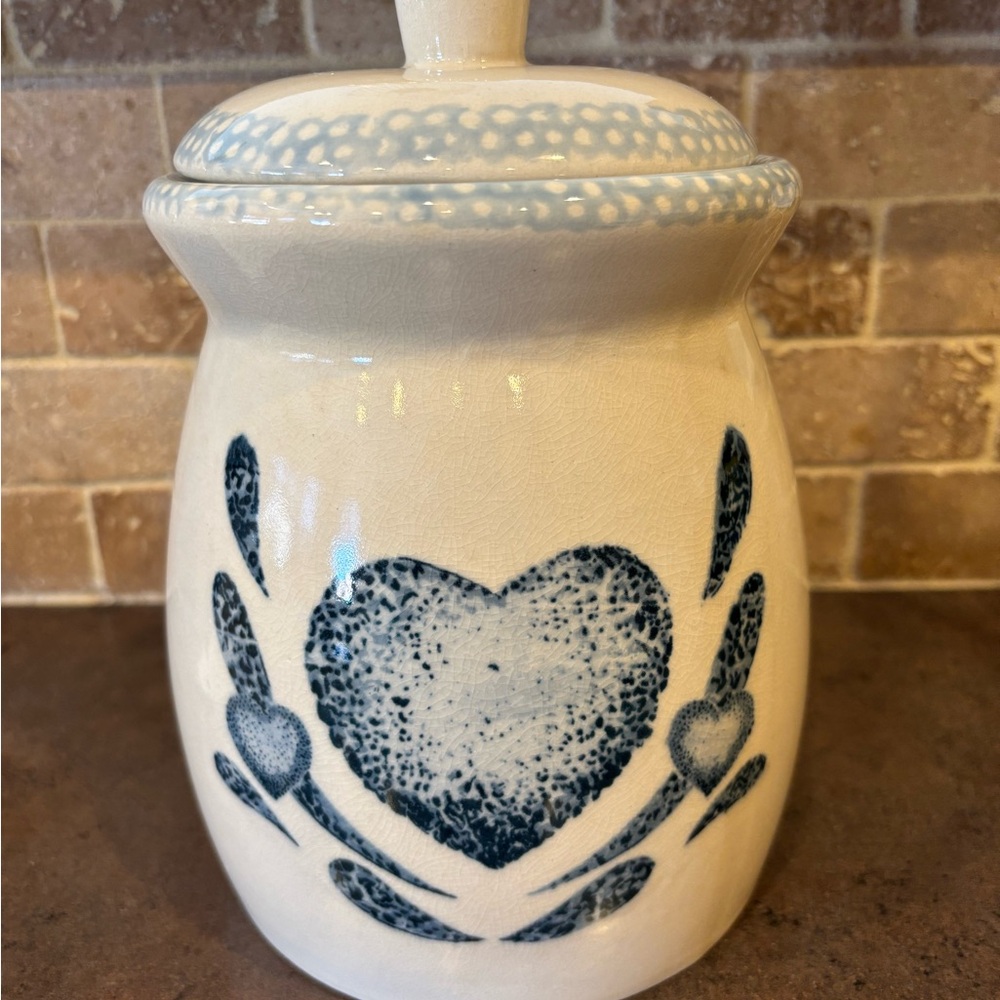 Vintage Blue Heart Cookie Cannister